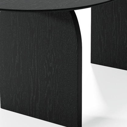 67" Black Solid Wood Double Pedestal Base Oval Dining Table HomeRoots