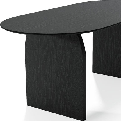 67" Black Solid Wood Double Pedestal Base Oval Dining Table