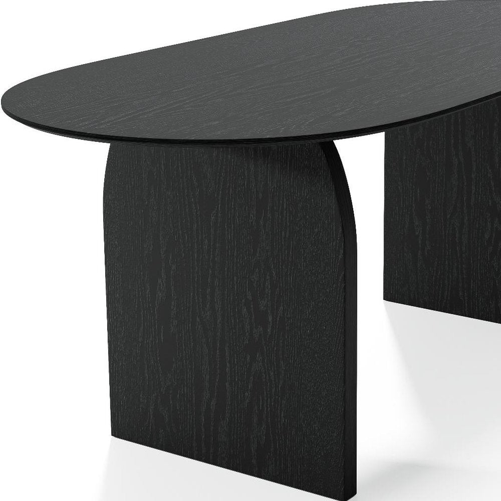 67" Black Solid Wood Double Pedestal Base Oval Dining Table — view 4