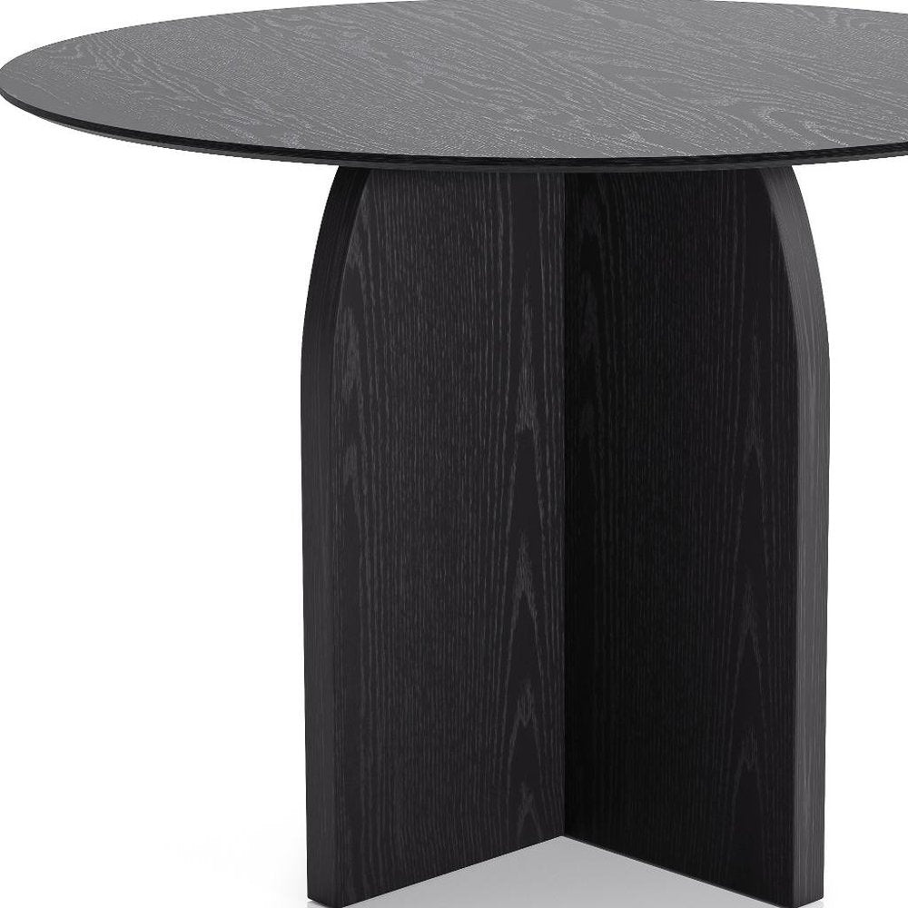 42" Black Solid Wood Pedestal Base Round Top Dining Table HomeRoots