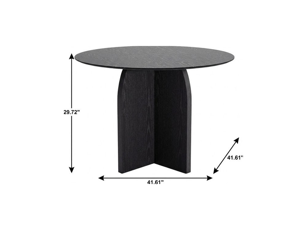 42" Black Solid Wood Pedestal Base Round Top Dining Table HomeRoots