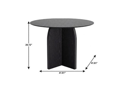 42" Black Solid Wood Pedestal Base Round Top Dining Table HomeRoots