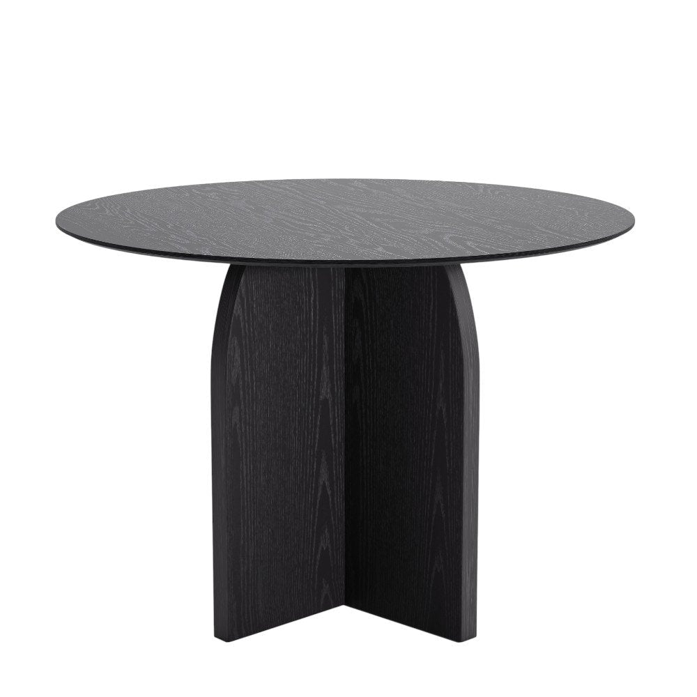 42" Black Solid Wood Pedestal Base Round Top Dining Table HomeRoots