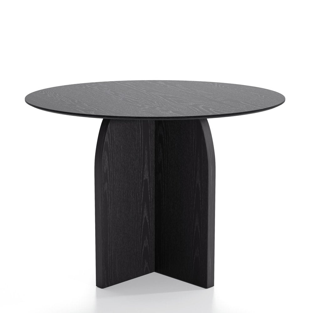 42" Black Solid Wood Pedestal Base Round Top Dining Table HomeRoots