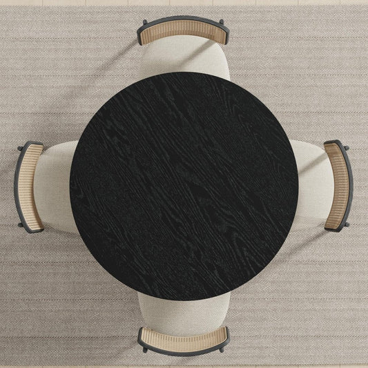 42" Black Solid Wood Pedestal Base Round Top Dining Table HomeRoots