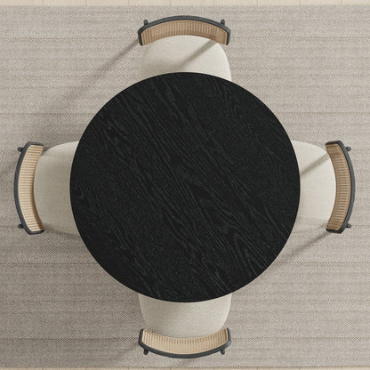 42" Black Solid Wood Pedestal Base Round Top Dining Table HomeRoots