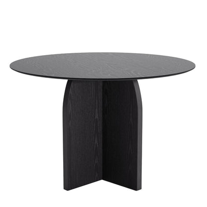 45" Black Solid Wood Pedestal Base Round Top Dining Table HomeRoots