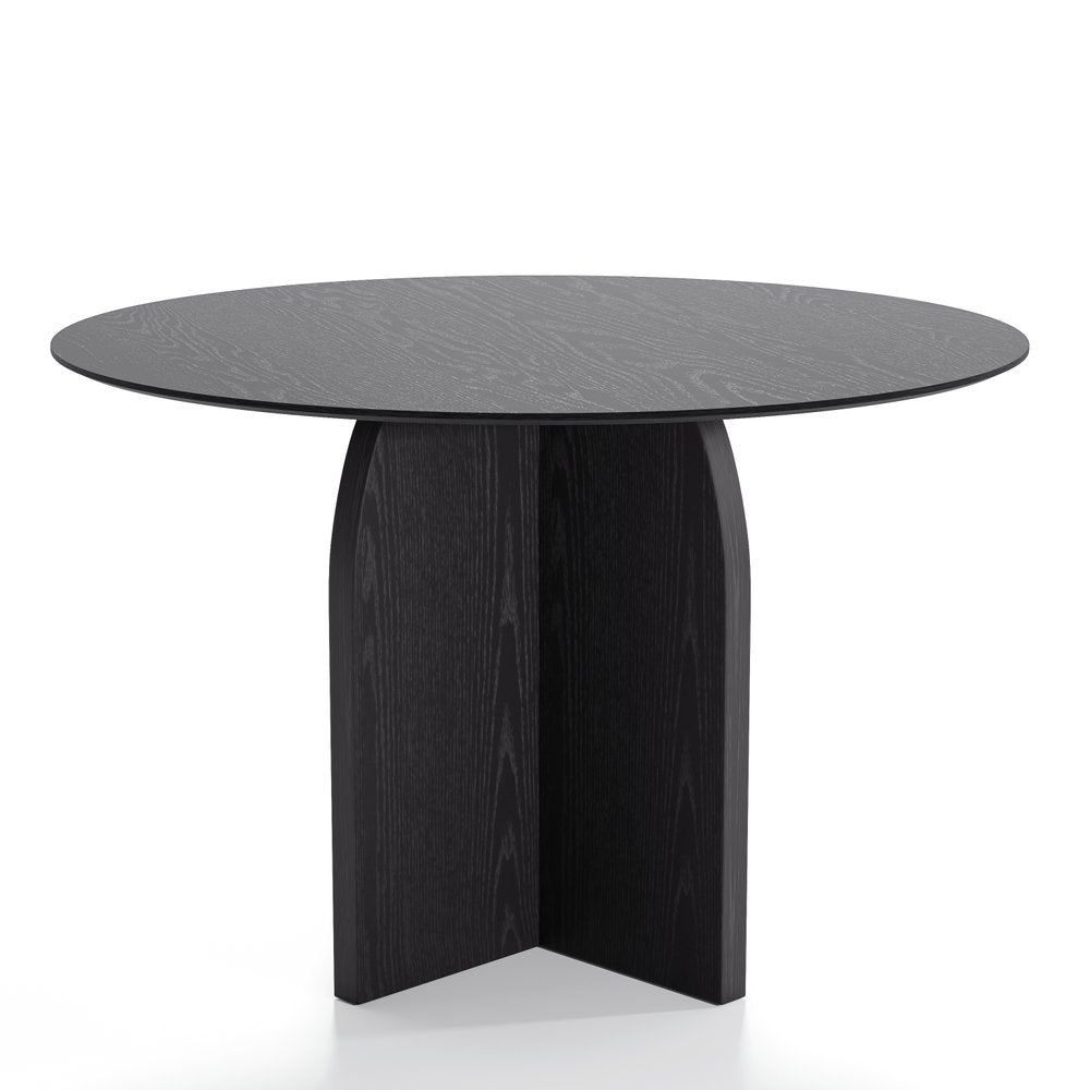 45" Black Solid Wood Pedestal Base Round Top Dining Table HomeRoots