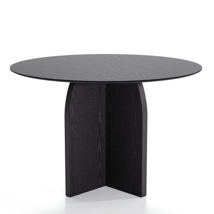 45" Black Solid Wood Pedestal Base Round Top Dining Table HomeRoots
