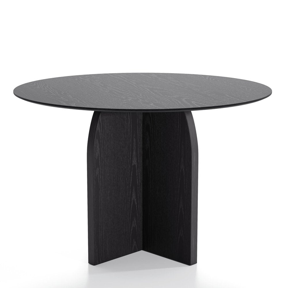 45" Black Solid Wood Pedestal Base Round Top Dining Table HomeRoots