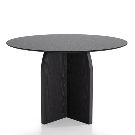 45" Black Solid Wood Pedestal Base Round Top Dining Table HomeRoots