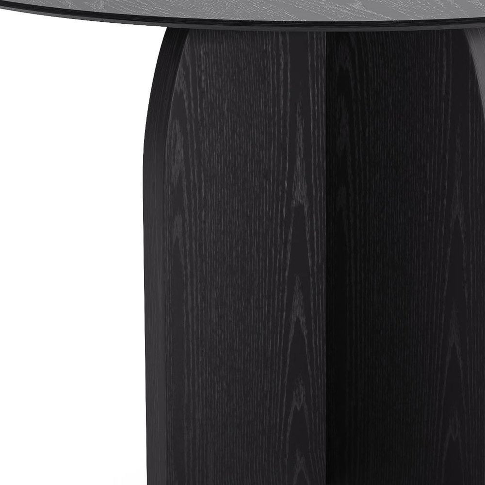 45" Black Solid Wood Pedestal Base Round Top Dining Table HomeRoots