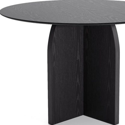 45" Black Solid Wood Pedestal Base Round Top Dining Table HomeRoots