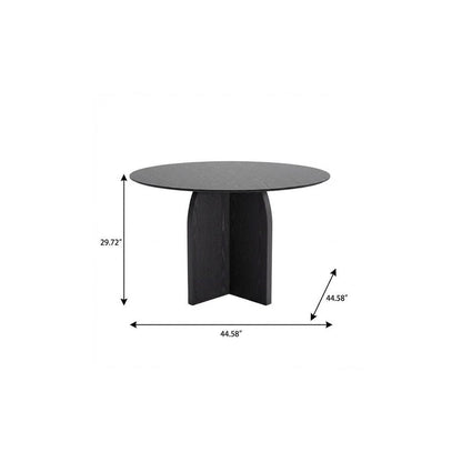 45" Black Solid Wood Pedestal Base Round Top Dining Table HomeRoots