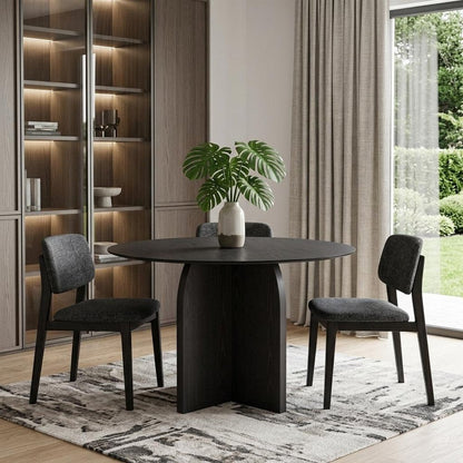 45" Black Solid Wood Pedestal Base Round Top Dining Table HomeRoots
