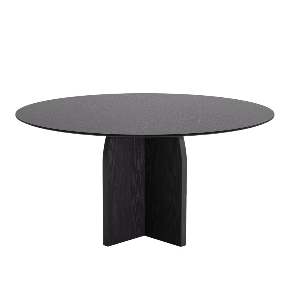 58" Black Solid Wood Pedestal Base Round Top Dining Table HomeRoots