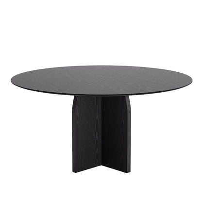 58" Black Solid Wood Pedestal Base Round Top Dining Table HomeRoots