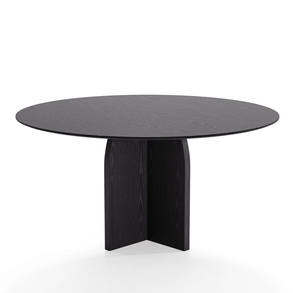 58" Black Solid Wood Pedestal Base Round Top Dining Table HomeRoots