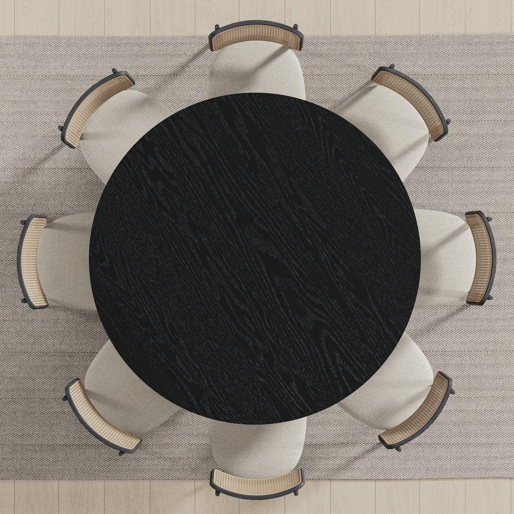 58" Black Solid Wood Pedestal Base Round Top Dining Table HomeRoots