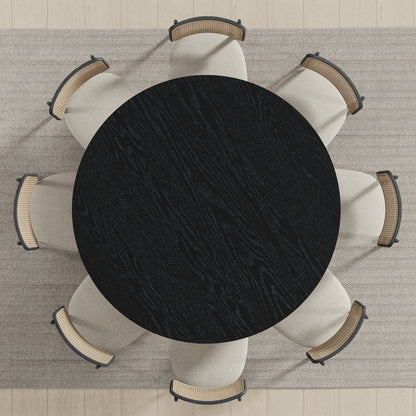 58" Black Solid Wood Pedestal Base Round Top Dining Table HomeRoots