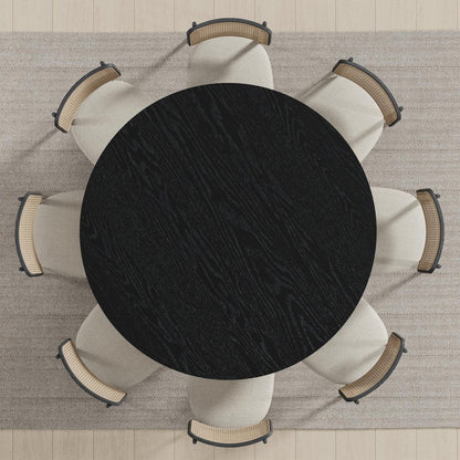 58" Black Solid Wood Pedestal Base Round Top Dining Table HomeRoots