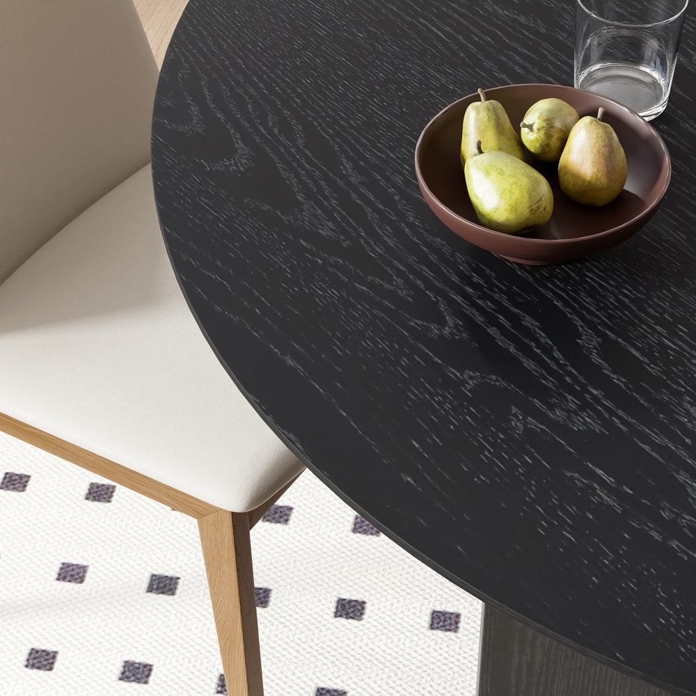 58" Black Solid Wood Pedestal Base Round Top Dining Table HomeRoots