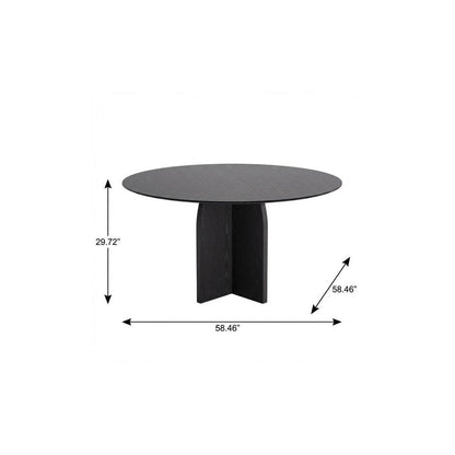 58" Black Solid Wood Pedestal Base Round Top Dining Table HomeRoots
