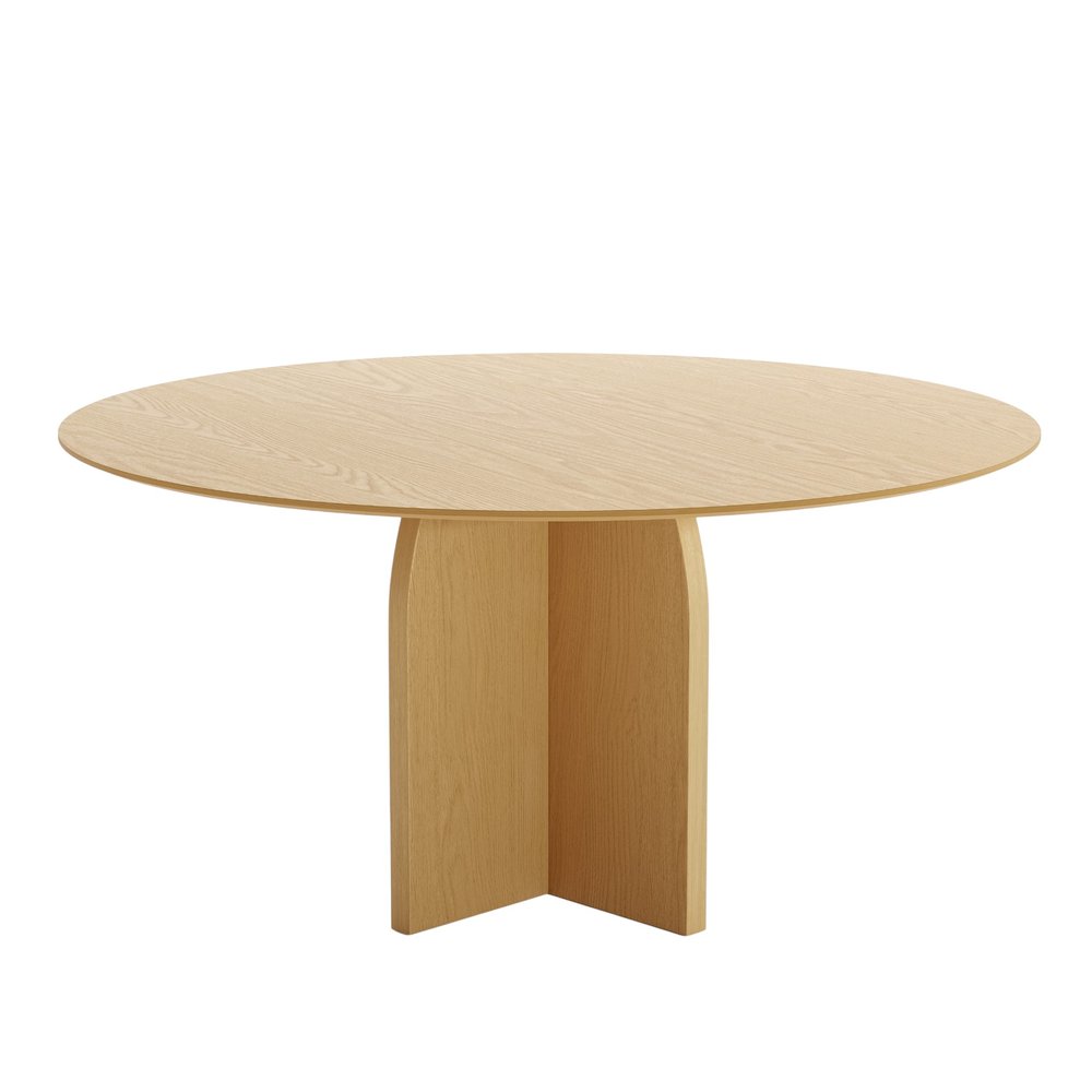58" Natural Solid Wood Pedestal Base Round Top Dining Table HomeRoots