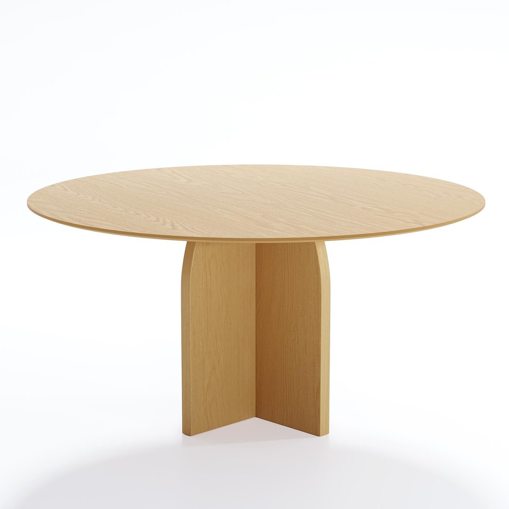 58" Natural Solid Wood Pedestal Base Round Top Dining Table HomeRoots