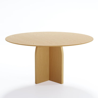 58" Natural Solid Wood Pedestal Base Round Top Dining Table HomeRoots