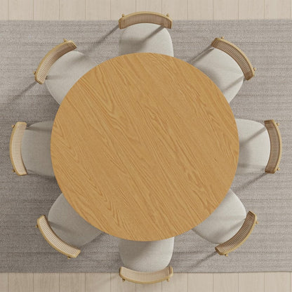 58" Natural Solid Wood Pedestal Base Round Top Dining Table HomeRoots