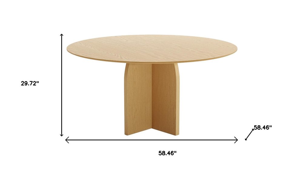 58" Natural Solid Wood Pedestal Base Round Top Dining Table HomeRoots