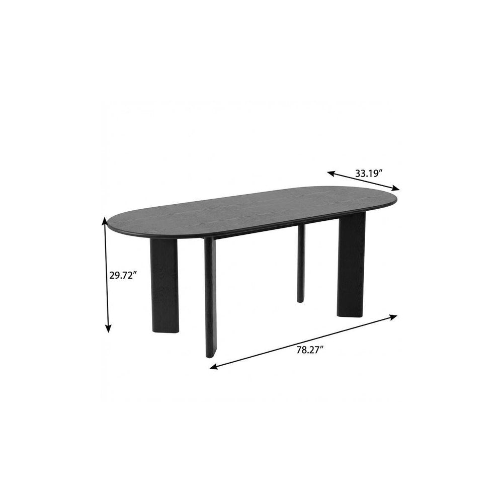 78" Black Solid Wood Oval Dining Table HomeRoots