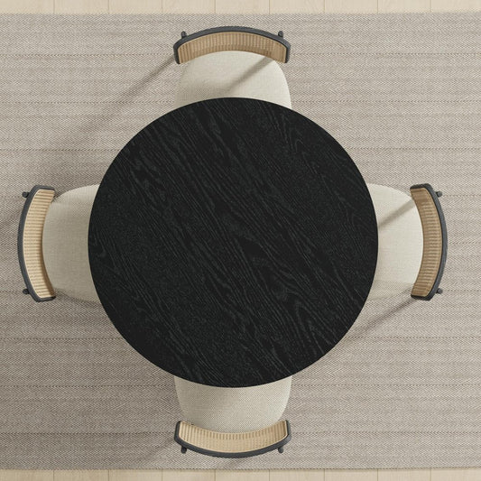42" Black Solid Wood Round Top Dining Table HomeRoots