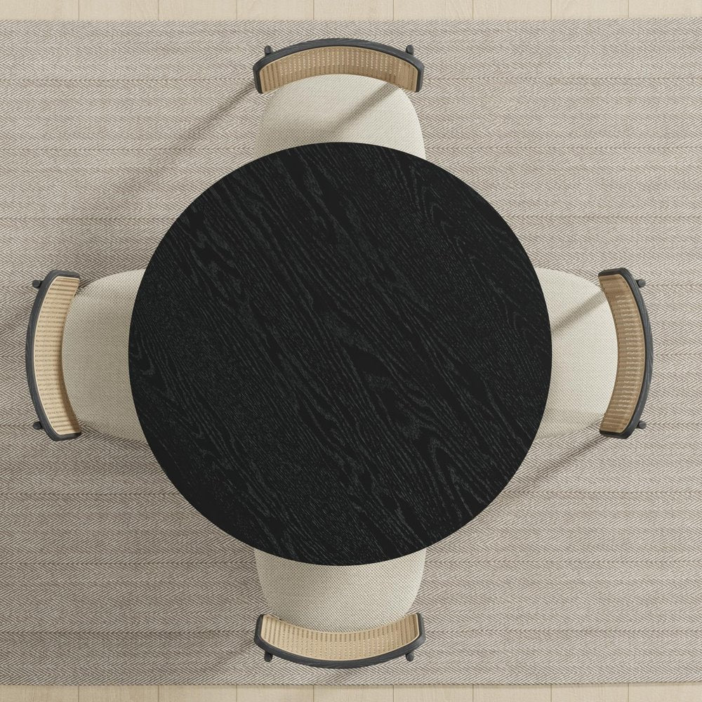 42" Black Solid Wood Round Top Dining Table HomeRoots