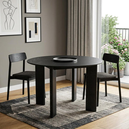 45" Black Solid Wood Round Top Dining Table HomeRoots