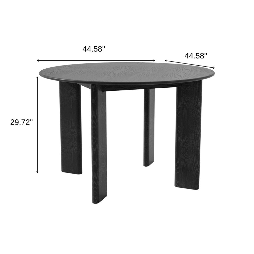 45" Black Solid Wood Round Top Dining Table HomeRoots