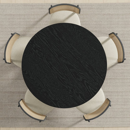 45" Black Solid Wood Round Top Dining Table HomeRoots