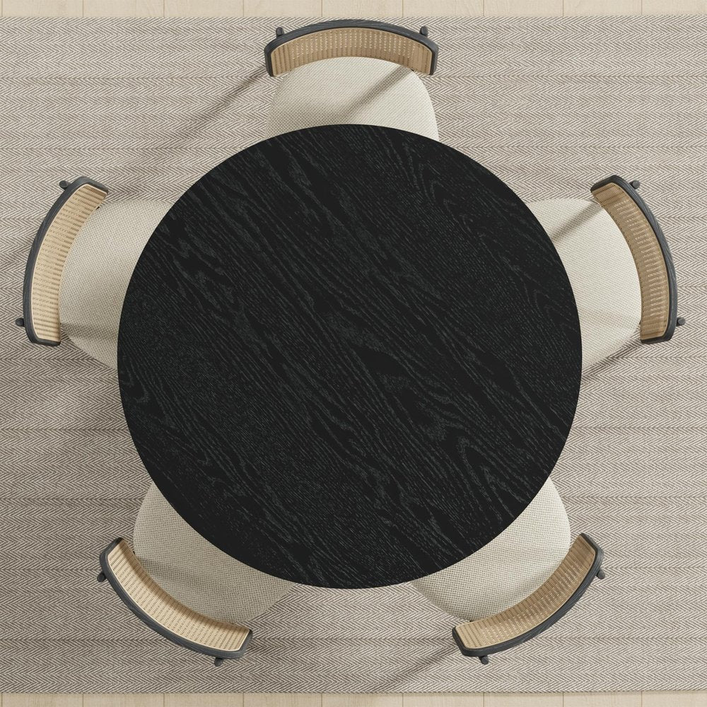 45" Black Solid Wood Round Top Dining Table HomeRoots