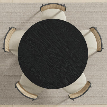 45" Black Solid Wood Round Top Dining Table HomeRoots