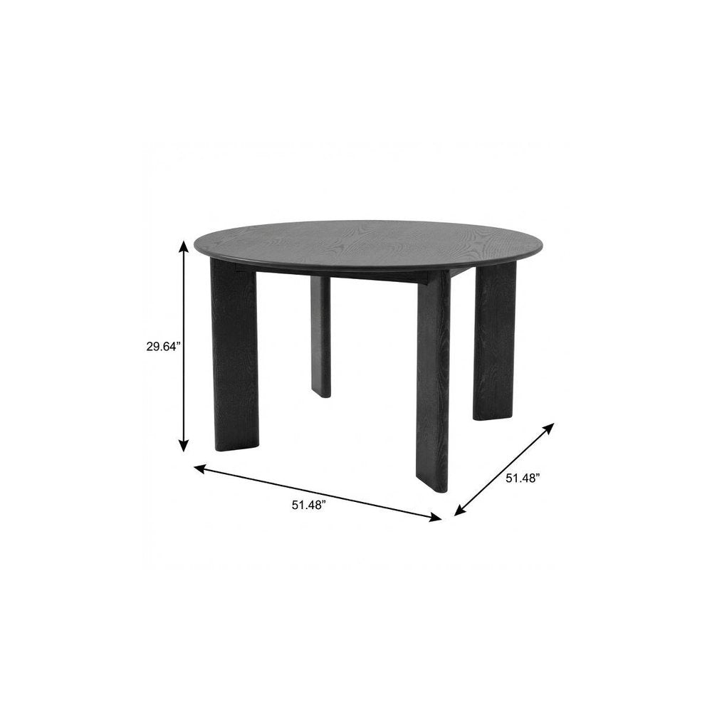 51" Black Solid Wood Round Top Dining Table — view 7