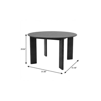 51" Black Solid Wood Round Top Dining Table HomeRoots