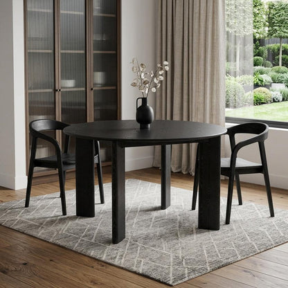 51" Black Solid Wood Round Top Dining Table HomeRoots