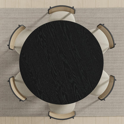 51" Black Solid Wood Round Top Dining Table HomeRoots