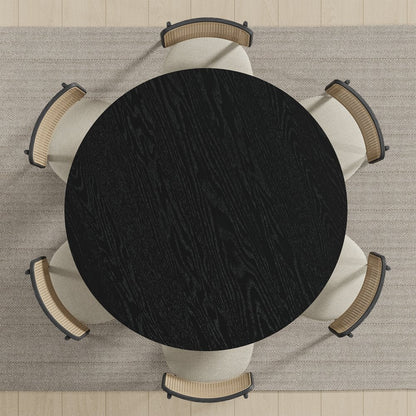 51" Black Solid Wood Round Top Dining Table HomeRoots