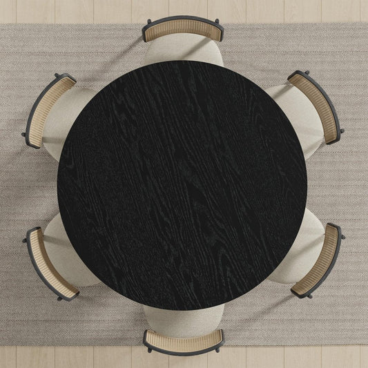 51" Black Solid Wood Round Top Dining Table HomeRoots