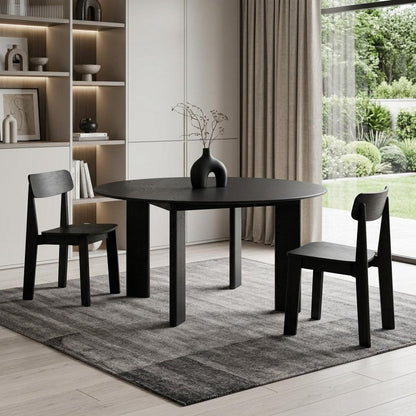 58" Black Solid Wood Round Top Dining Table HomeRoots