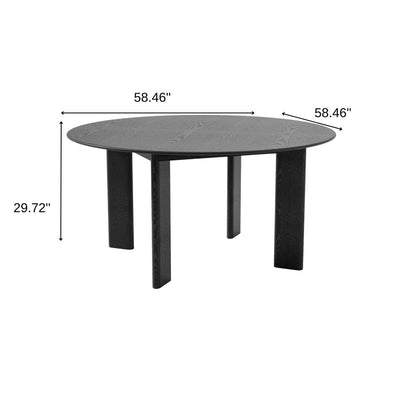 58" Black Solid Wood Round Top Dining Table HomeRoots
