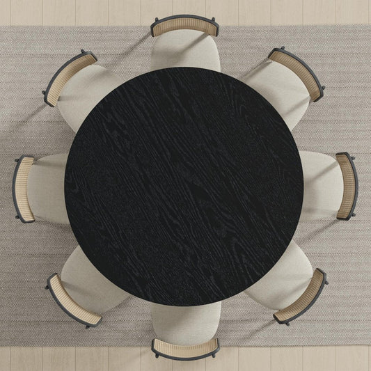 58" Black Solid Wood Round Top Dining Table HomeRoots