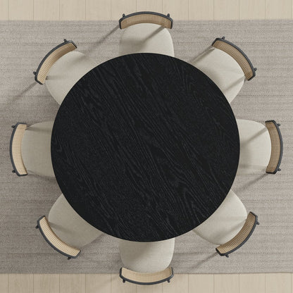 58" Black Solid Wood Round Top Dining Table HomeRoots